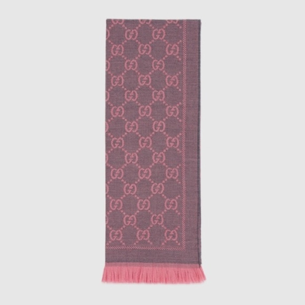 Gucci Pink & Graphite Logo Scarf